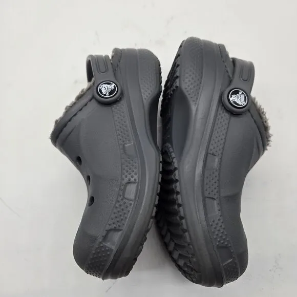 New Crocs Kids Baya Lined clogs Sandals toddler child SIZE 11 gray warm fuzzy