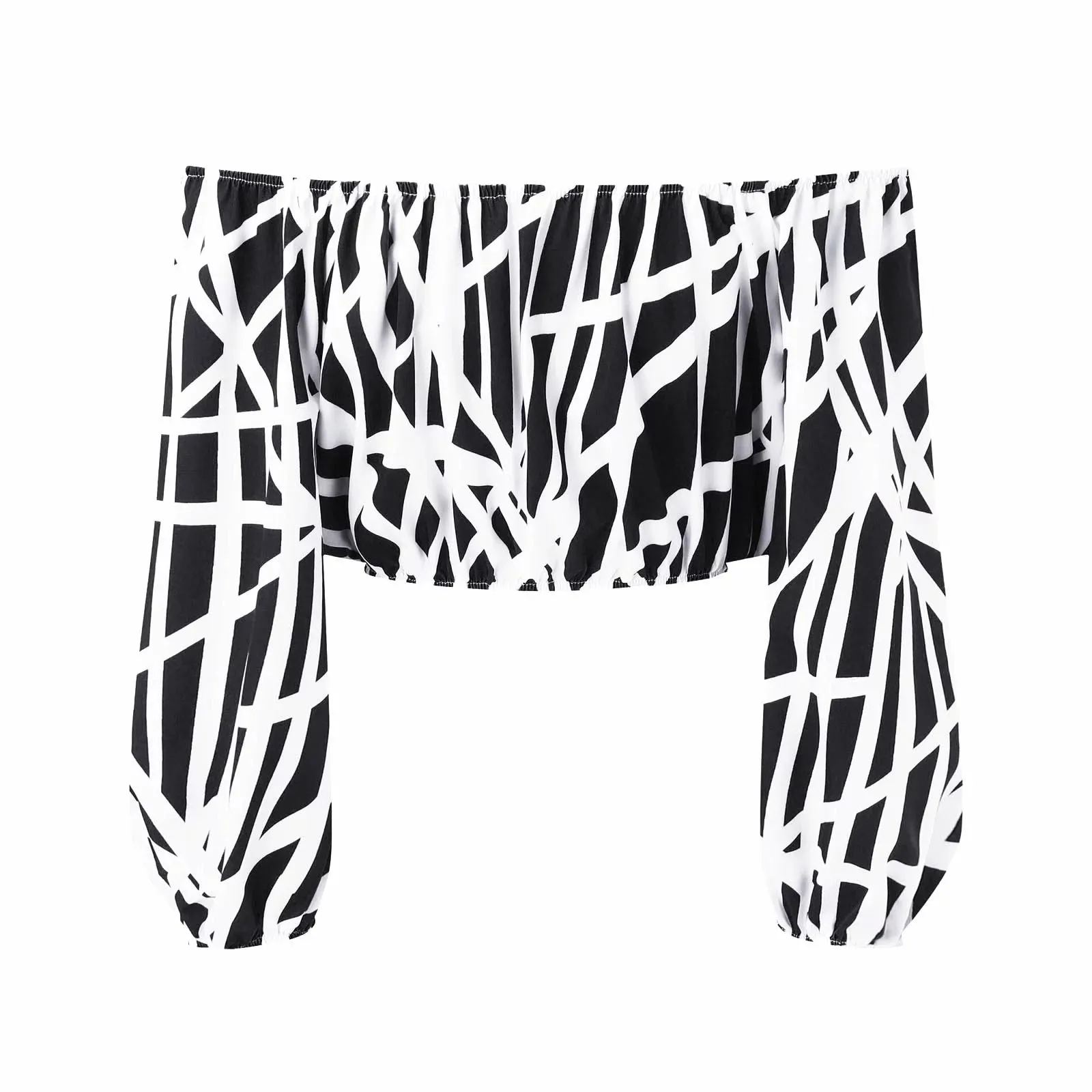 NEW EHQJNJ 2 Piece Black & White Maxi Skirt & Crop Peasant top Temperament Elegant Print Trendy Long, Sz S