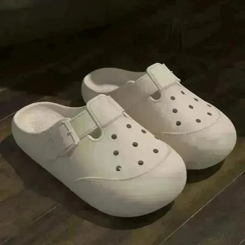 New Hole Shoes Summer Buckle Baotou Slippers Outerdoor Garden Clogs Shoes Indoor Non-Slip Floor Home Slipper