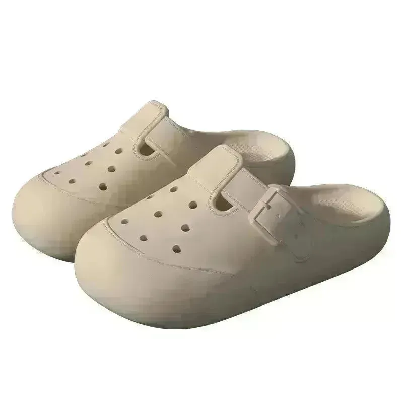 New Hole Shoes Summer Buckle Baotou Slippers Outerdoor Garden Clogs Shoes Indoor Non-Slip Floor Home Slipper