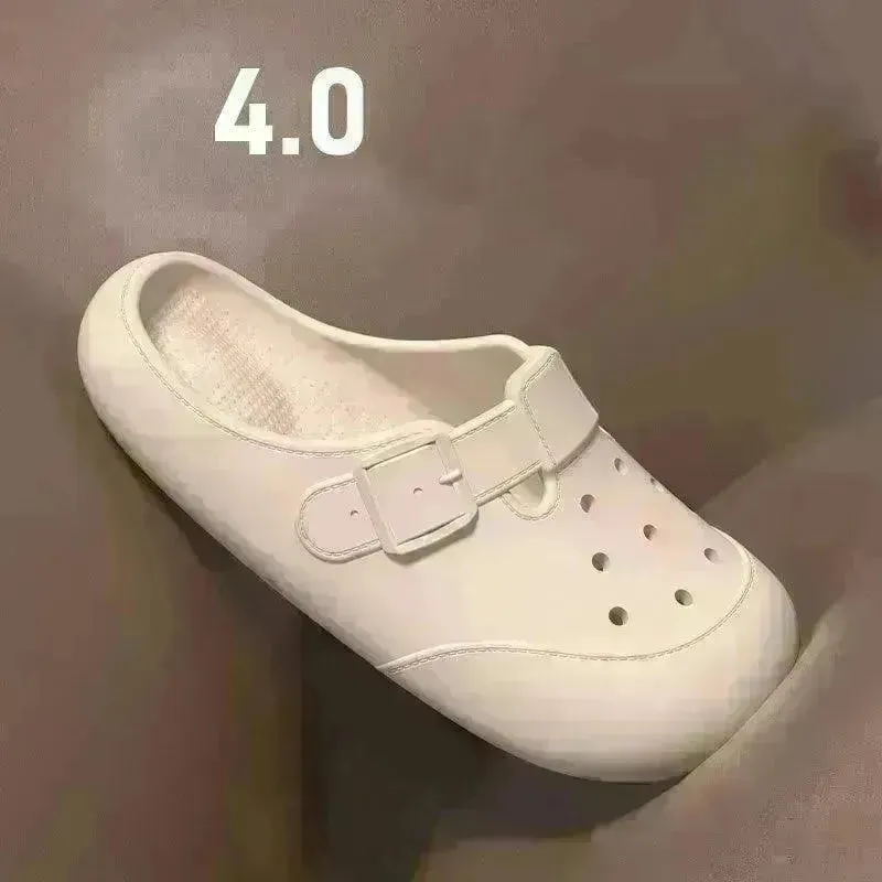 New Hole Shoes Summer Buckle Baotou Slippers Outerdoor Garden Clogs Shoes Indoor Non-Slip Floor Home Slipper