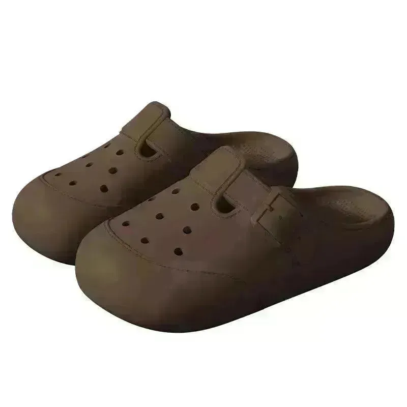 New Hole Shoes Summer Buckle Baotou Slippers Outerdoor Garden Clogs Shoes Indoor Non-Slip Floor Home Slipper