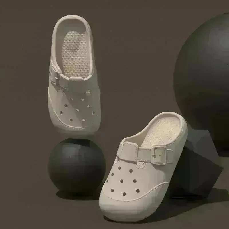 New Hole Shoes Summer Buckle Baotou Slippers Outerdoor Garden Clogs Shoes Indoor Non-Slip Floor Home Slipper