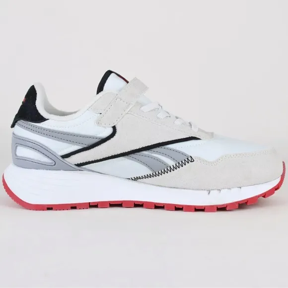 NEW Reebok Kids' Classic Nylon Athletic Low TopShoes White Grey Red