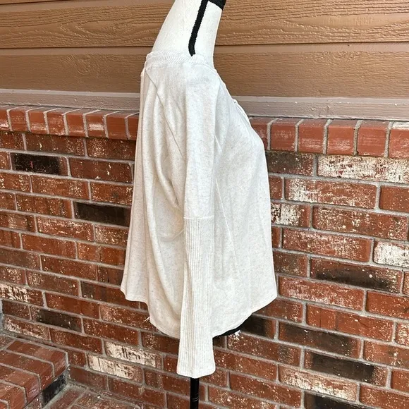 NWT Calme by Johnny Was Tunnel Drawstring Cropped Sweater in Ecru
