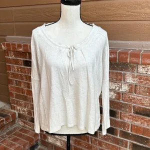 NWT Calme by Johnny Was Tunnel Drawstring Cropped Sweater in Ecru