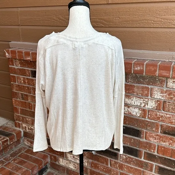 NWT Calme by Johnny Was Tunnel Drawstring Cropped Sweater in Ecru