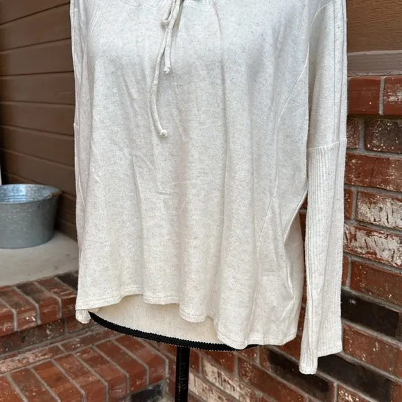 NWT Calme by Johnny Was Tunnel Drawstring Cropped Sweater in Ecru