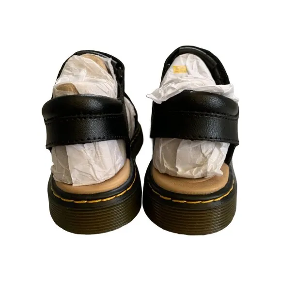 NWT DR. MARTENS Kids Black Junior Moby II Leather Velcro Sandals Sz 4
