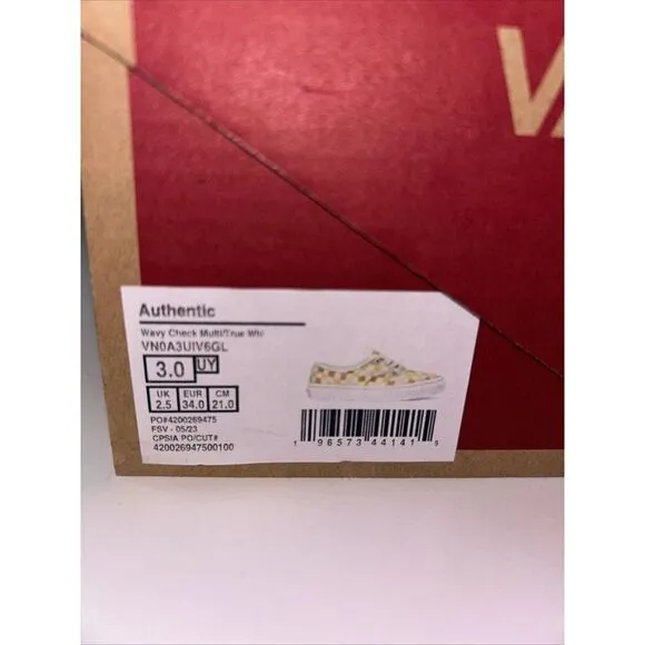 NWT VANS GIRLS/YOUTH AUTHENTIC WAY CHECK SNEAKERS/SHOES SIZE 3Y