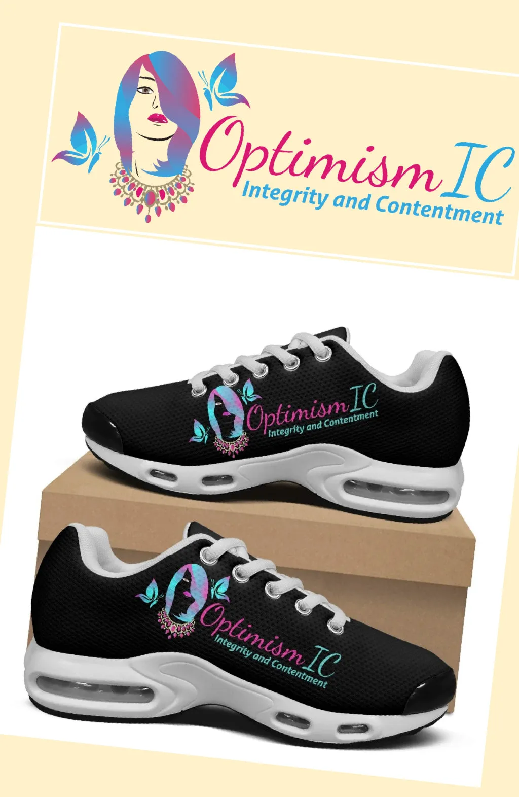 OptimismIC Integrity and Contentment Sneakers $60 at Optimismic Wigs and Gifts