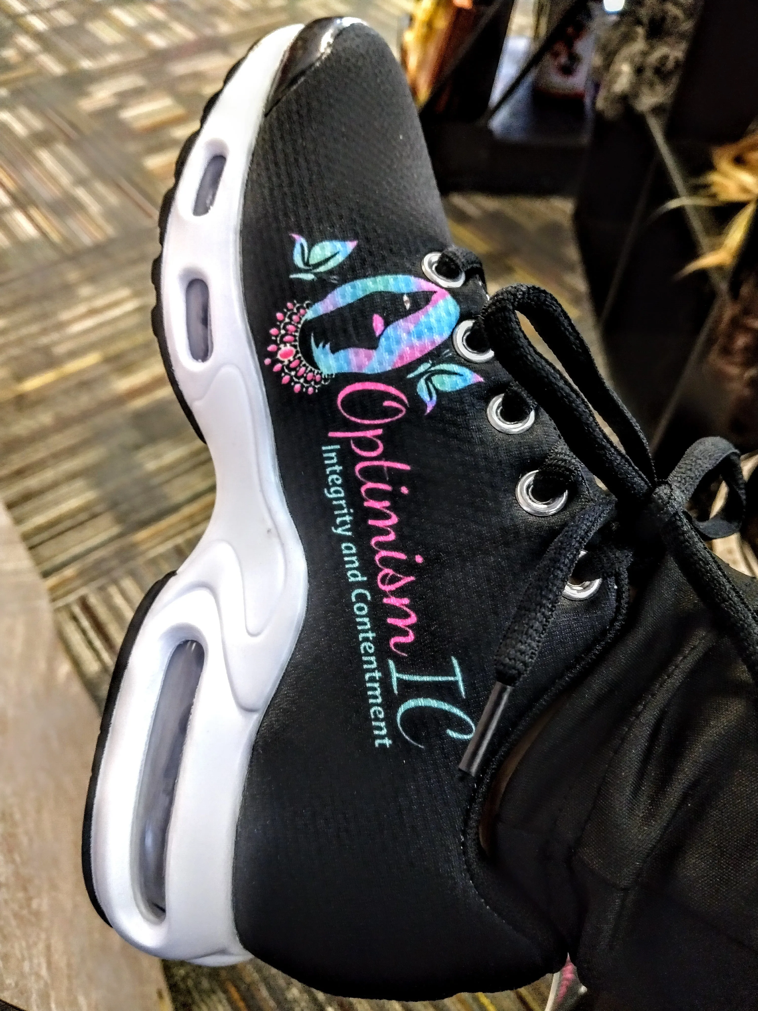 OptimismIC Integrity and Contentment Sneakers $60 at Optimismic Wigs and Gifts