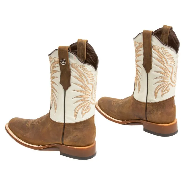 RANCHO SEMENTAL MEN’S Vento Paja Western Boots Whit Bone Top