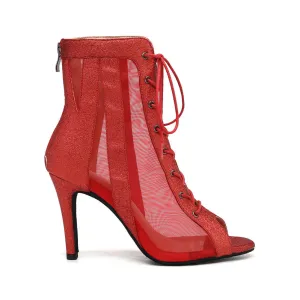 Red Breathable Mesh Jazz Dance Boots