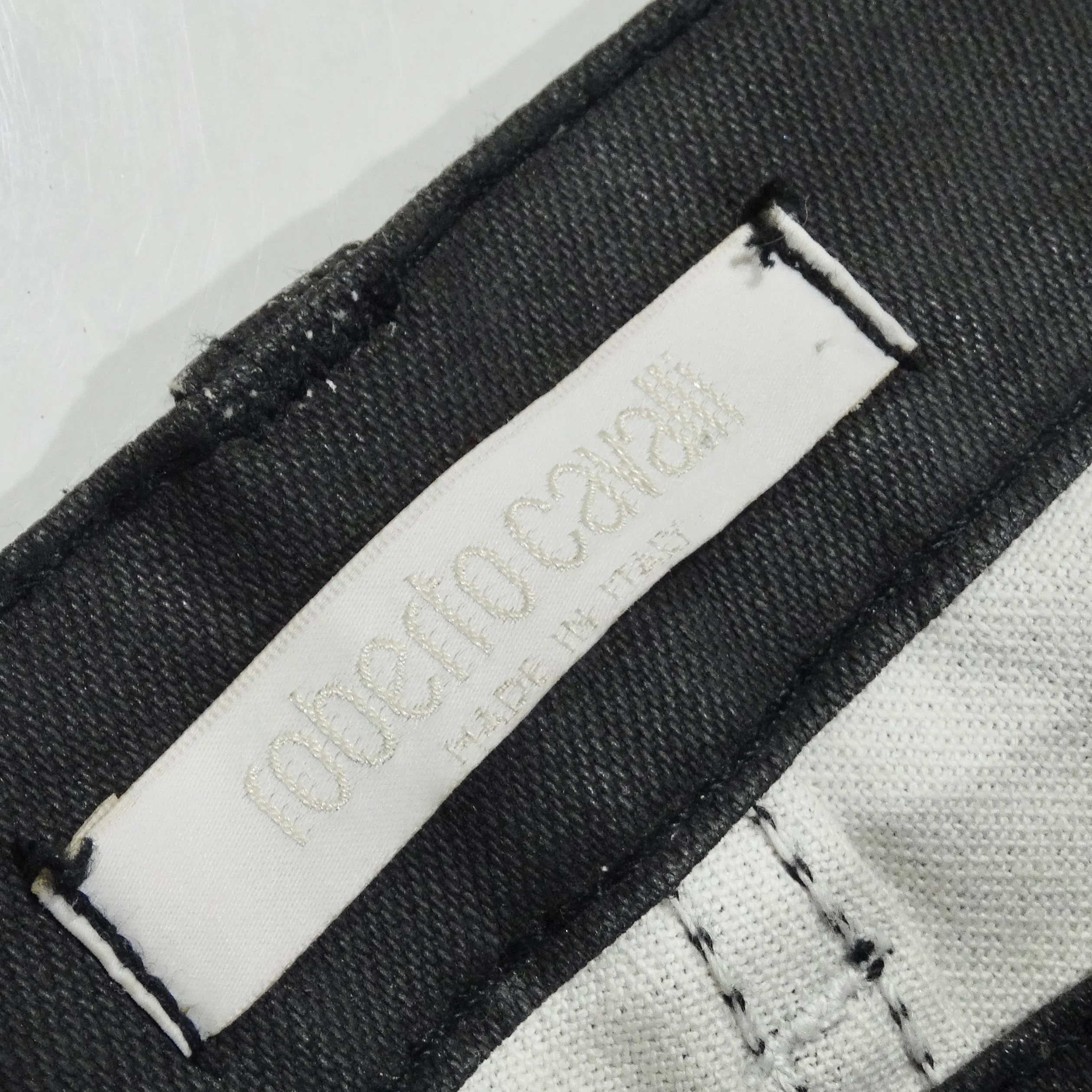 Roberto Cavalli 90s Black Floral Denim Jeans