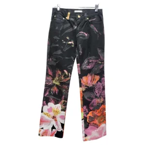 Roberto Cavalli 90s Black Floral Denim Jeans