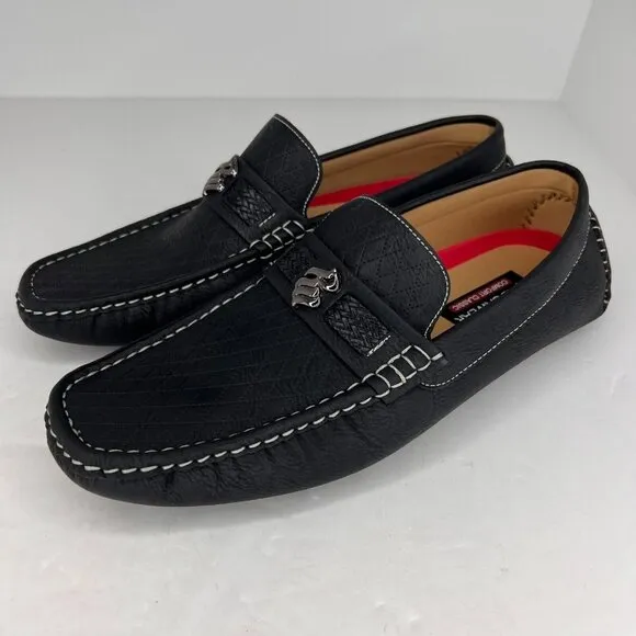 Rocawear Mens Laker Black Faux Leather Comfort Classics Slip On Size 10 Loafers