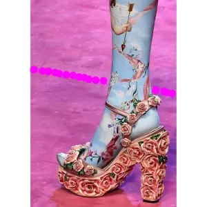 Rose Appliques Design Platform Sandals