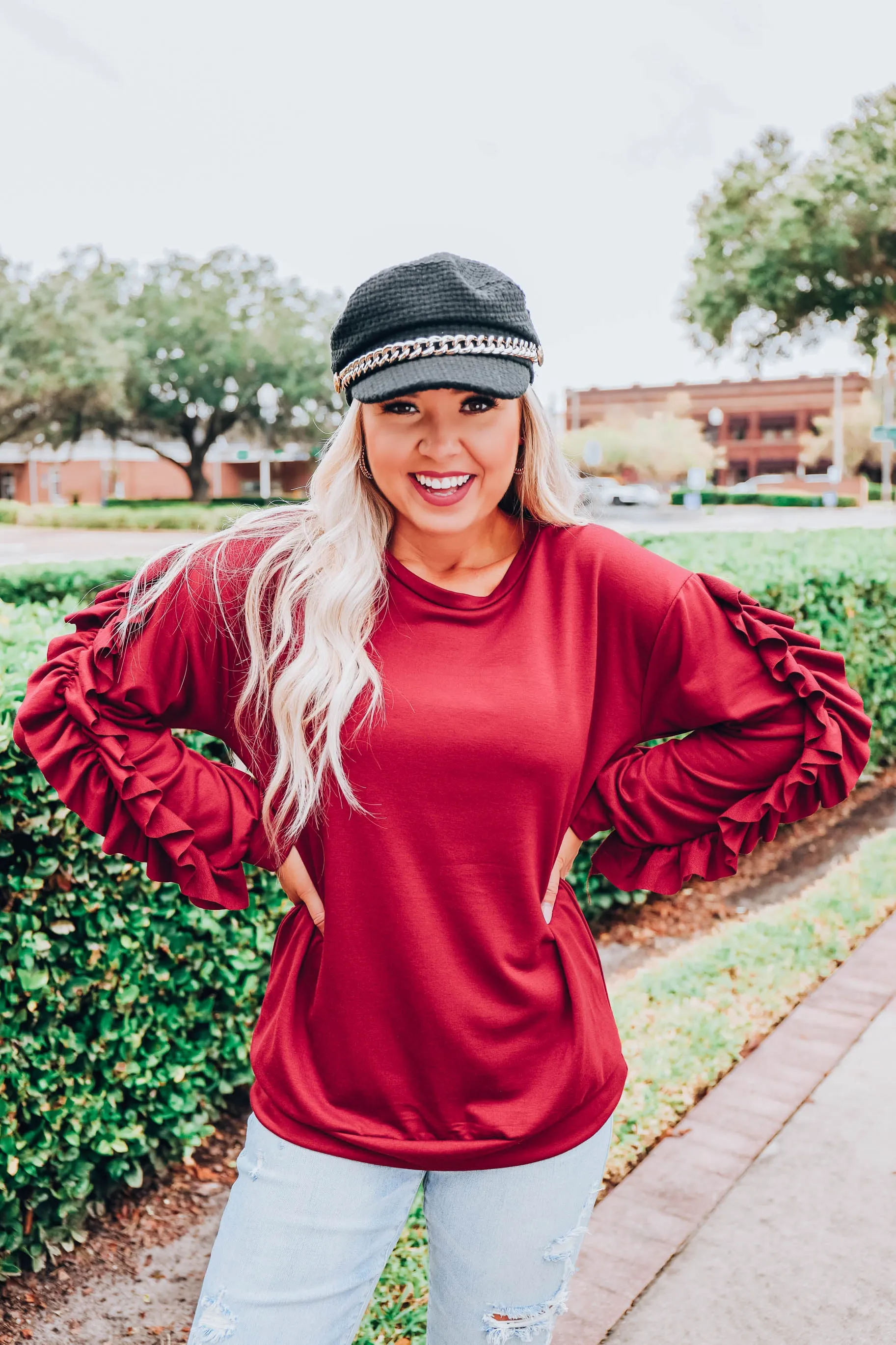 Royal Ruby Ruffled Top