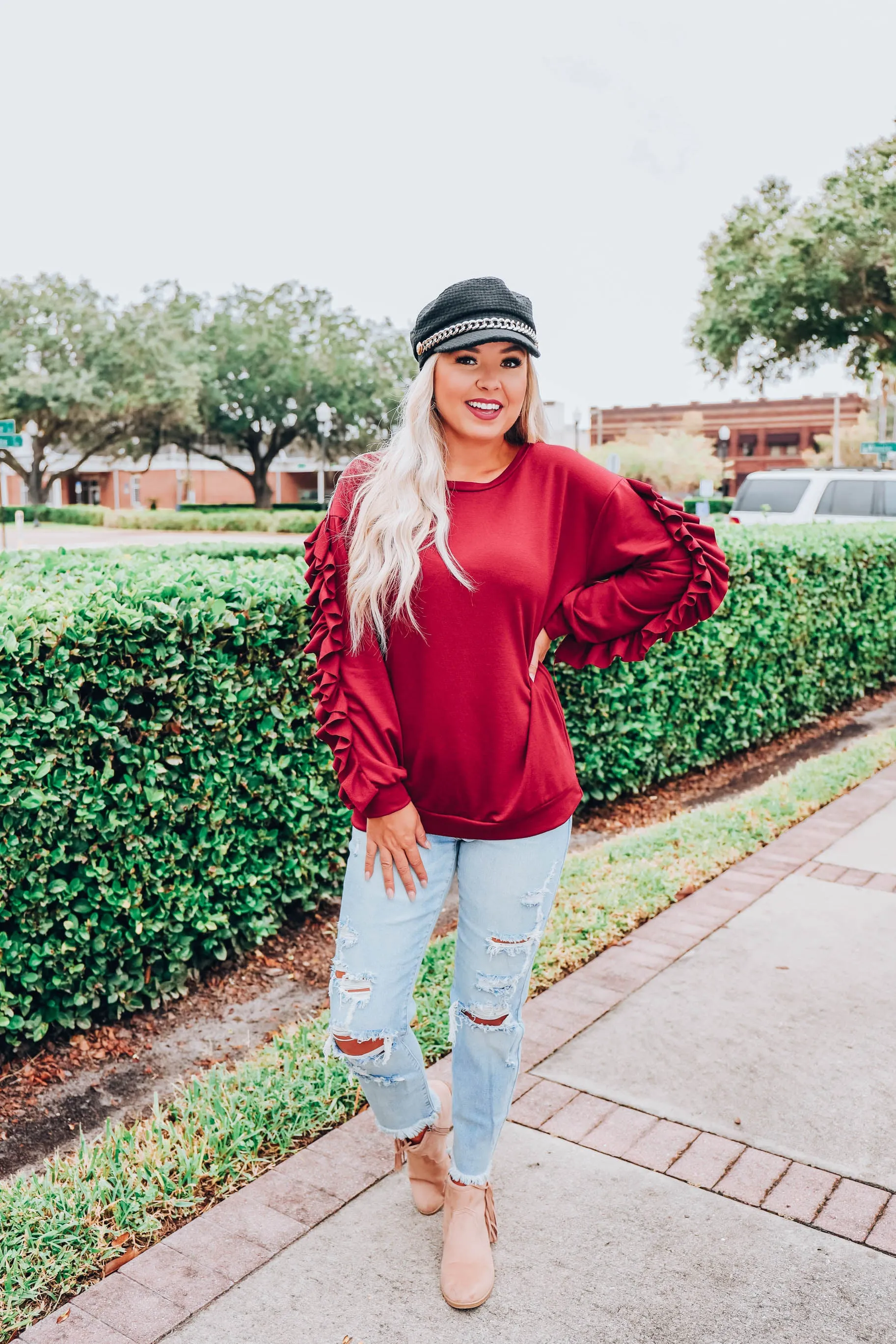 Royal Ruby Ruffled Top