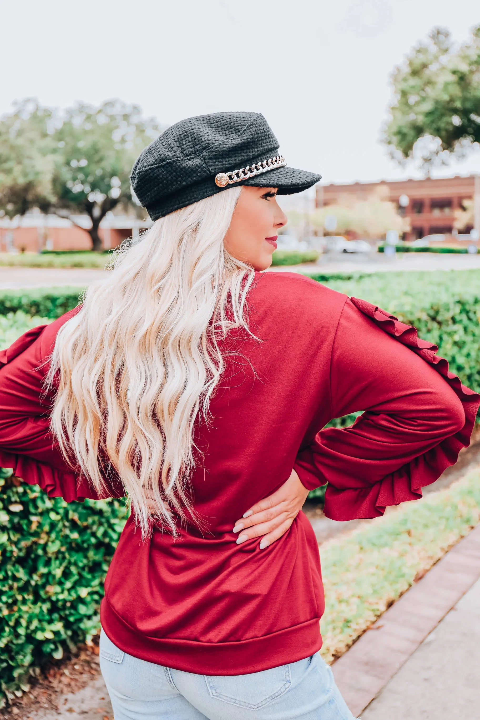 Royal Ruby Ruffled Top