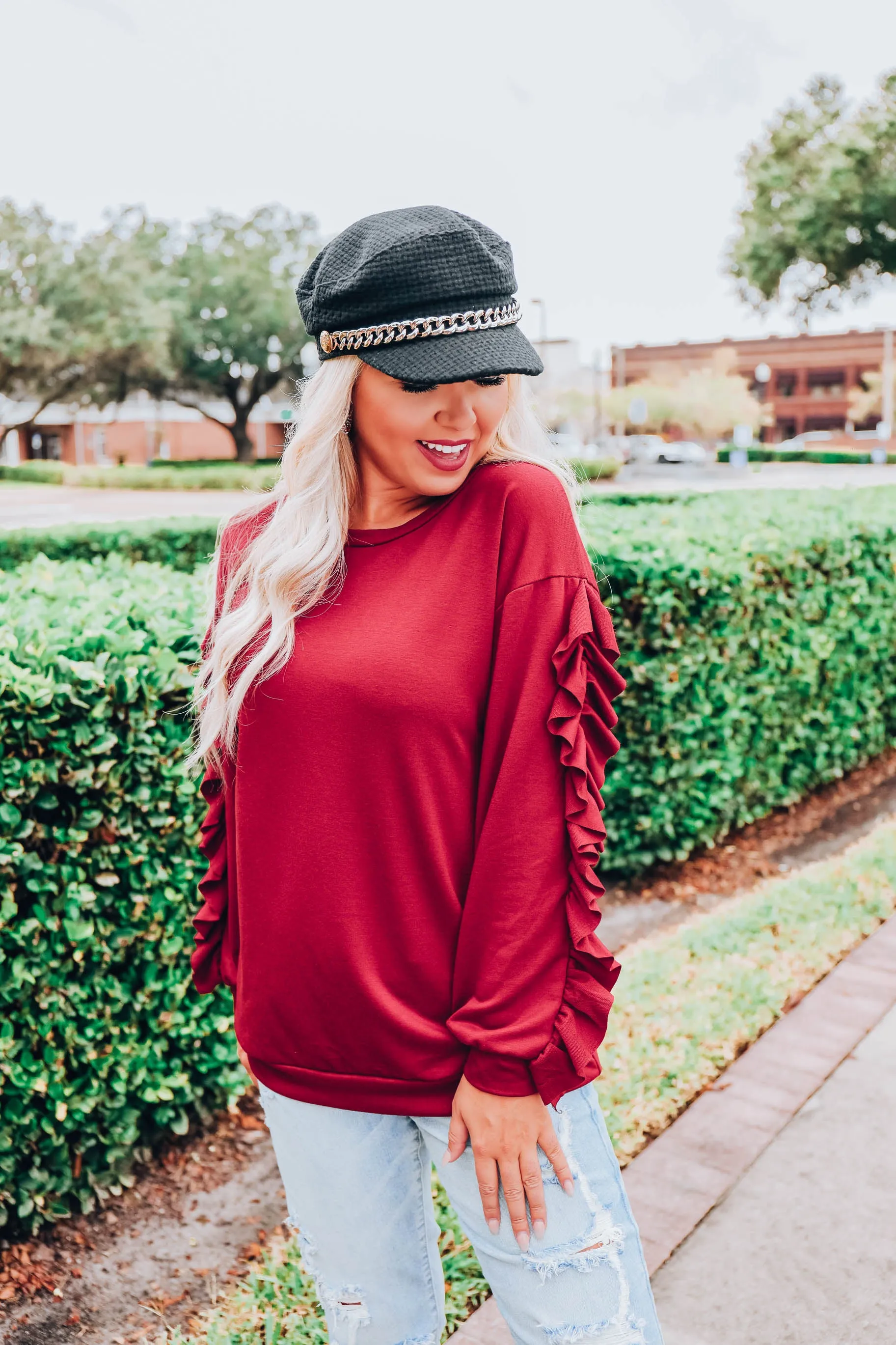 Royal Ruby Ruffled Top