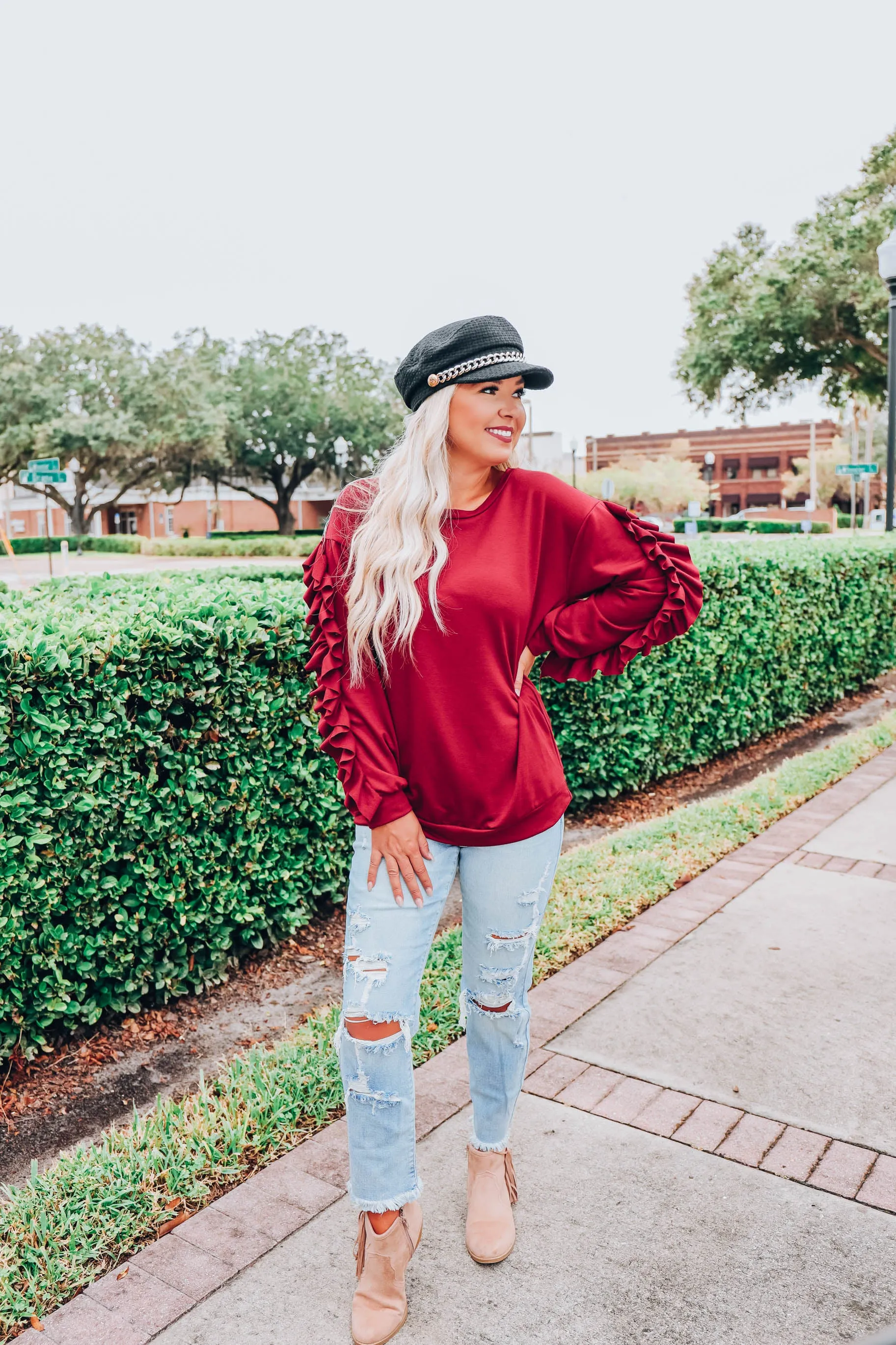 Royal Ruby Ruffled Top