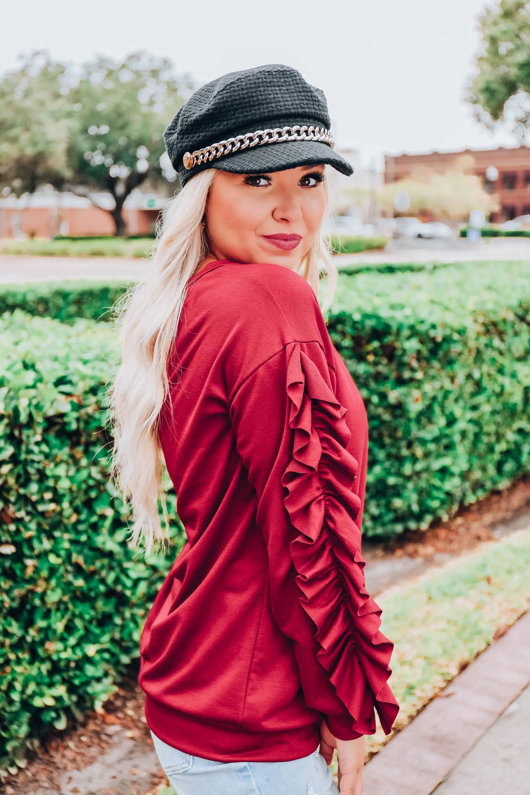 Royal Ruby Ruffled Top