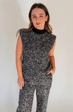 SEEING STARS TWEED BOUCLE SEQUIN TOP