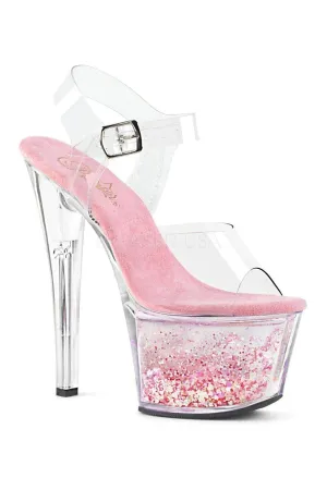 SKY-308WHG Platform Sandal | Clear Vinyl