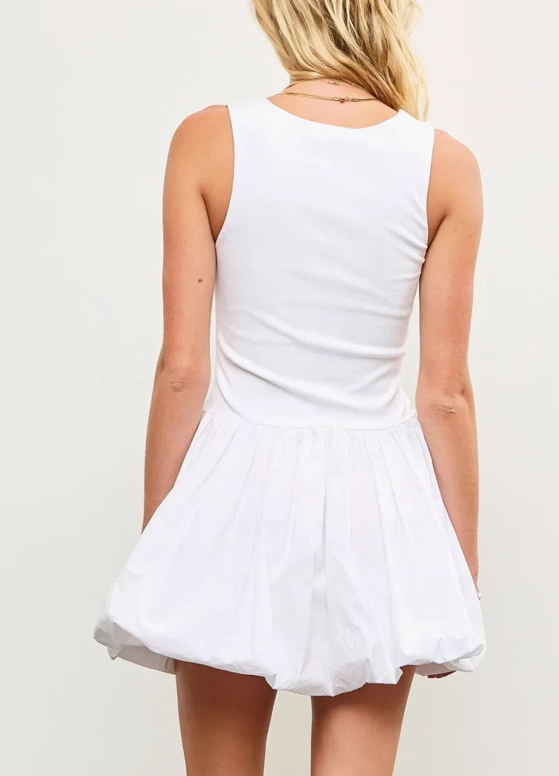 Sleeveless Crew Neck Balloon Hem Mini Dress