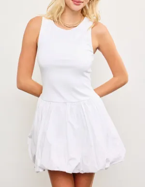 Sleeveless Crew Neck Balloon Hem Mini Dress