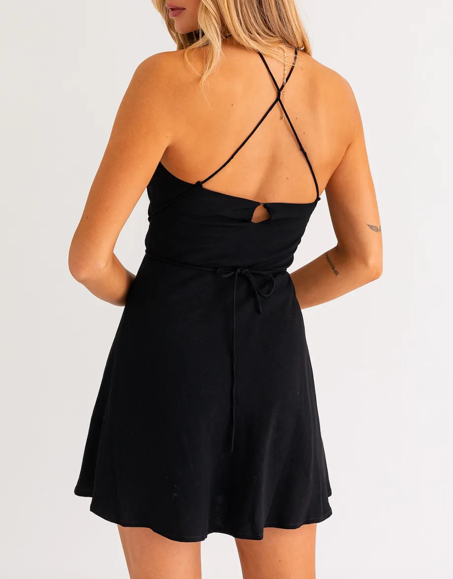 Sleeveless Cross Front Mini Dress