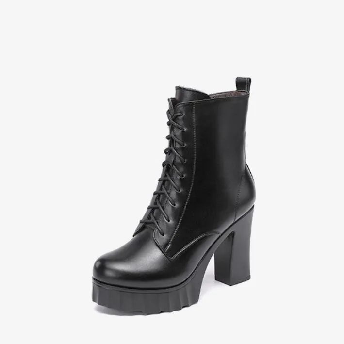 Small Size Chunky High Heel Boots GS39
