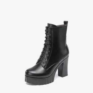 Small Size Chunky High Heel Boots GS39
