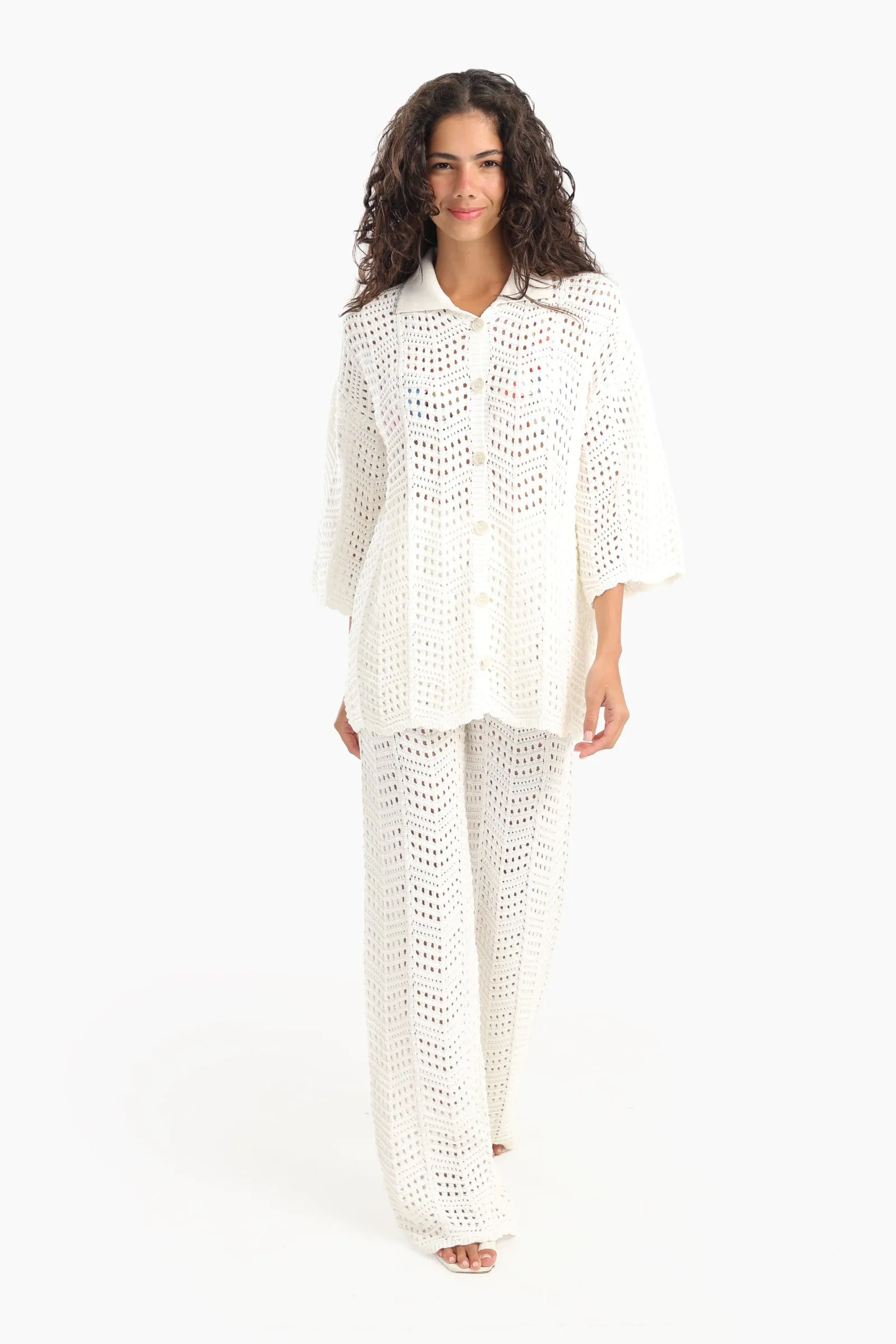 Stylish Fishnet Pattern Beach Shirt