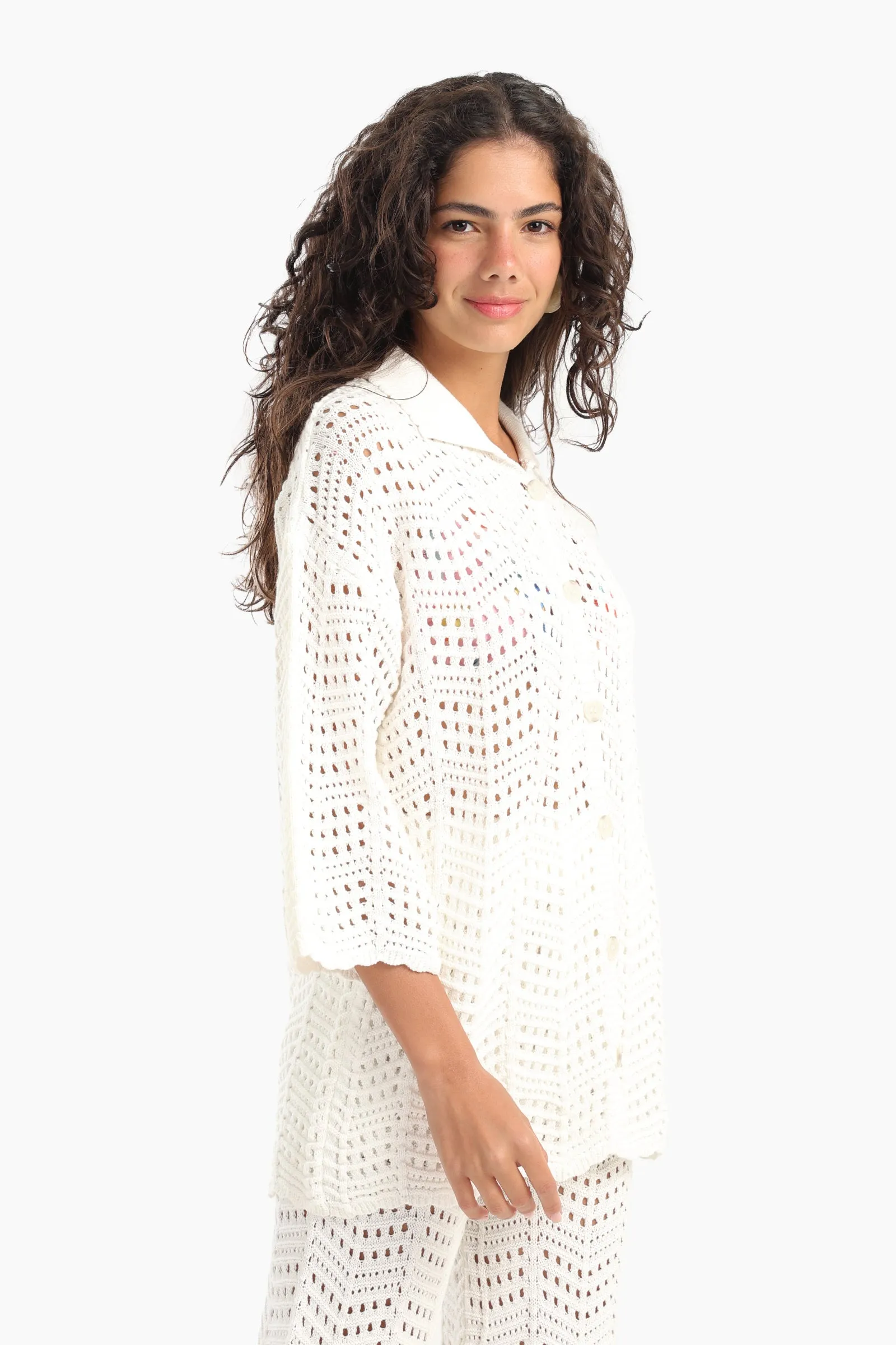 Stylish Fishnet Pattern Beach Shirt