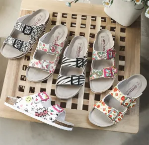 Summer Beach Print Double Buckle Non-Slip Clogs Slippers