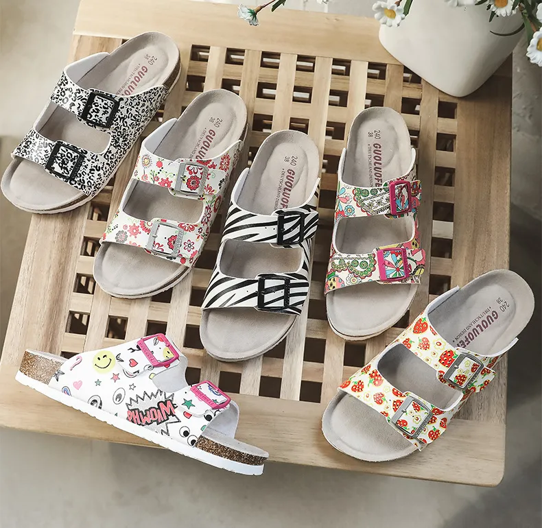 Summer Beach Print Double Buckle Non-Slip Clogs Slippers