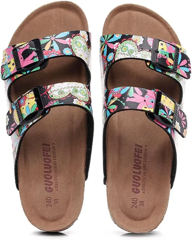 Summer Beach Print Double Buckle Non-Slip Clogs Slippers