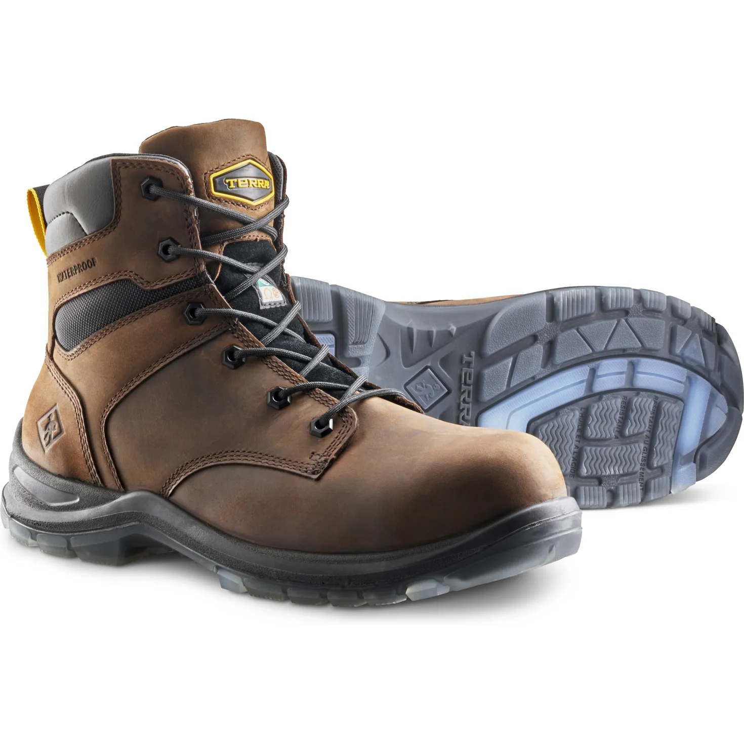 Terra Men's Byrne 6" Comp Toe WP Safety Work Boot- Brown- 839BDB