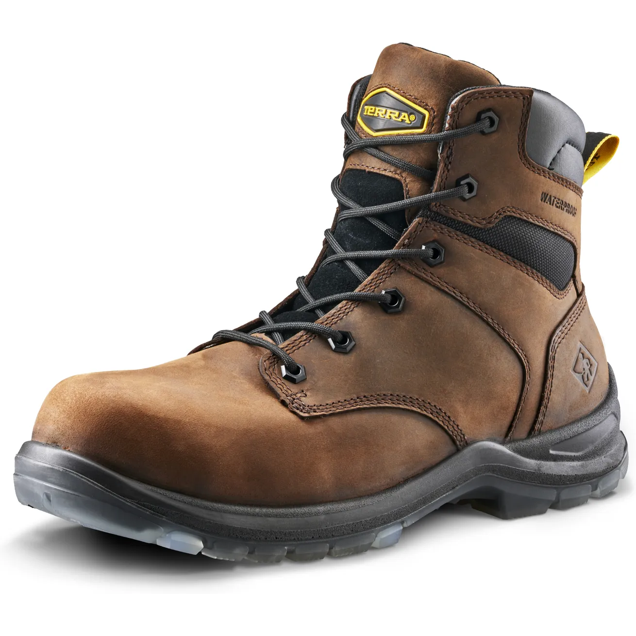 Terra Men's Byrne 6" Comp Toe WP Safety Work Boot- Brown- 839BDB