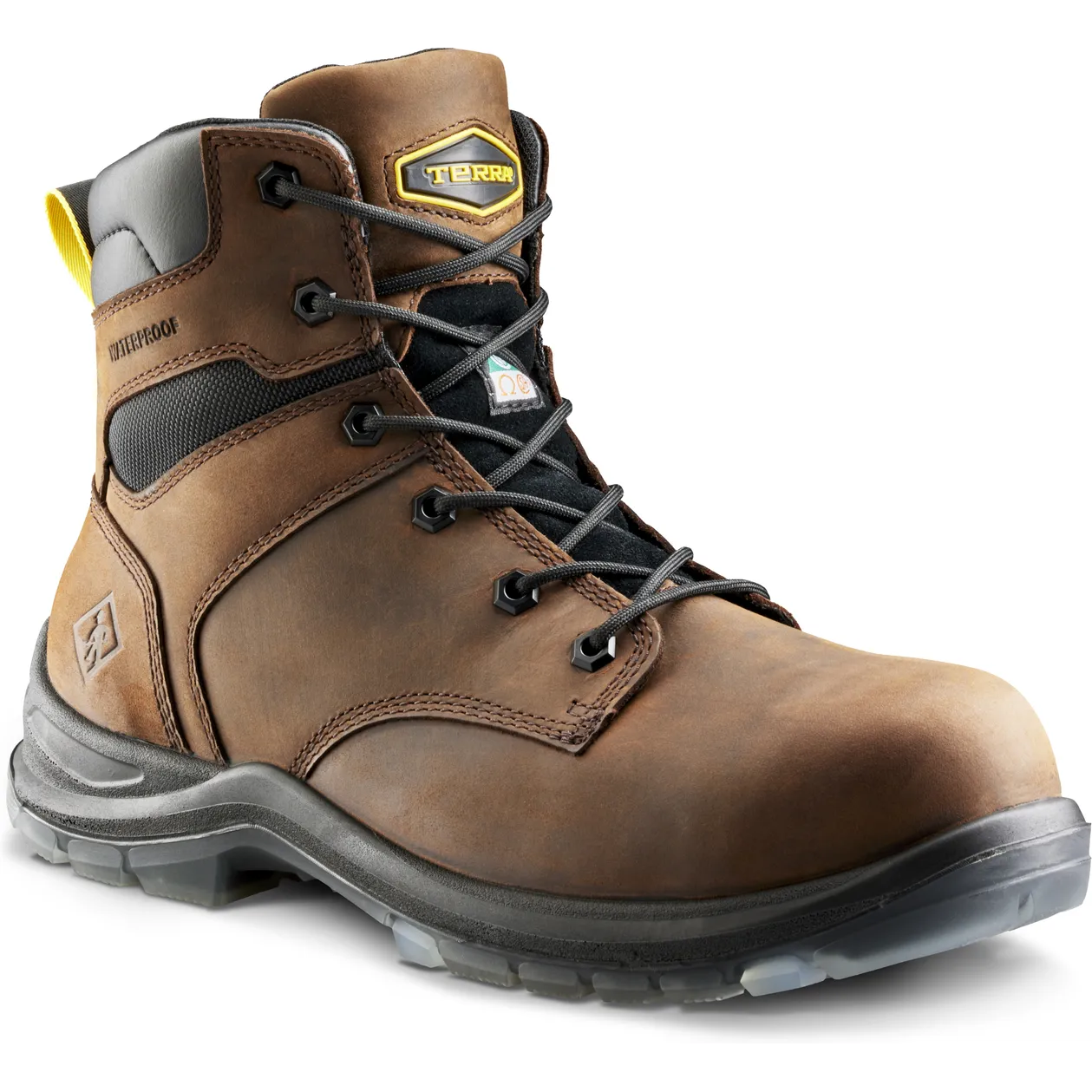 Terra Men's Byrne 6" Comp Toe WP Safety Work Boot- Brown- 839BDB