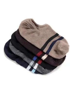 Texlon Men's Solid Cotton Low Cut Loafer Socks (Free Size) (Multi-Coloured) - Pack Of 5 Pair