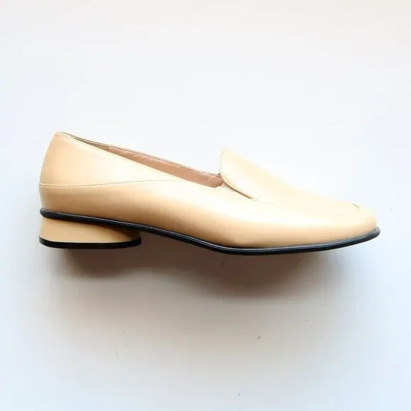 Theresia M. Yellow Leather Square Toe Low Heel Loafers Slip On Comfort Shoes 8.5