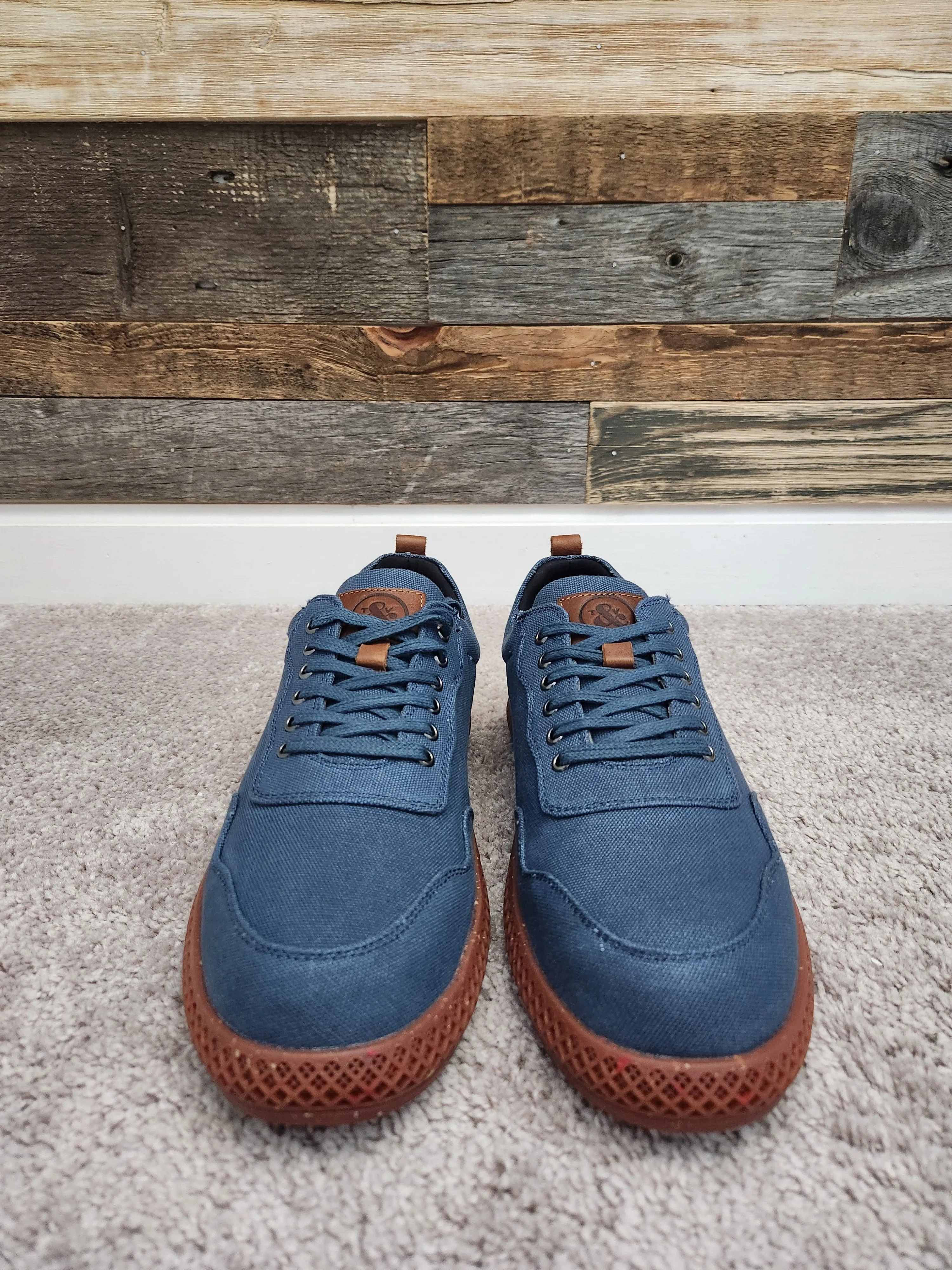 THOMAS & VINE Men's Navy Kemp Textile Lace-Up Sneakers | Recycled Rubber Sole | US Size 10