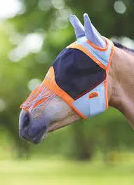 TKACC317-FULL-Orange Fly Mask w/Ears & Fringe
