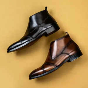 Top Layer Cowhide Men's Leather Shoes Men's Martin Boots British Genuine Leather High-Top Cowhide Boots Side Zipper Trendy Chelsea Ankle Boots89882