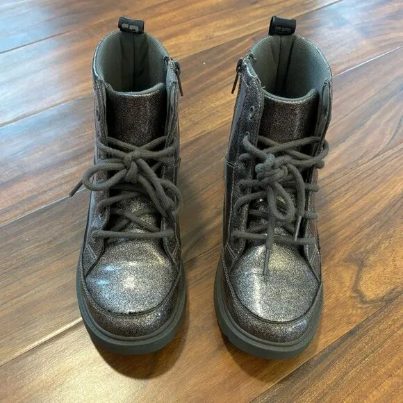 UGG Robley Glitter Grey Sparkle Combat Boots