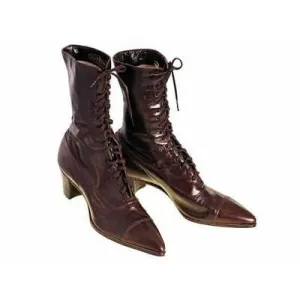 Vintage Ladies Victorian High Top Lace Up Boots Cherry Brown 1919 Size 4